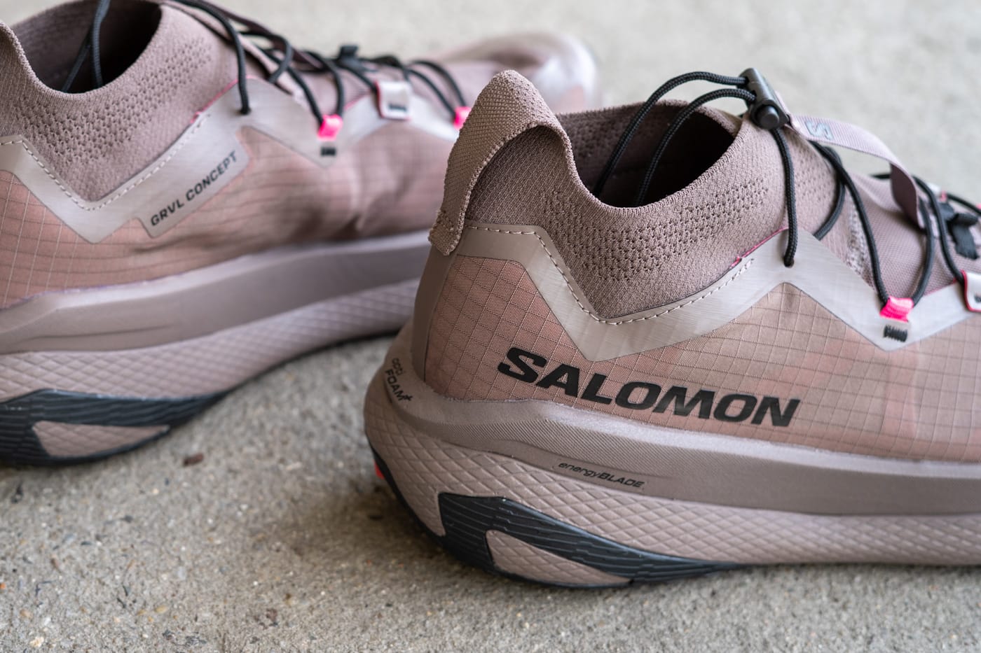 Salomon GRVL Concept Optifoam-Plus-Mittelsohle Energy-Blade Carbonplatte Detail