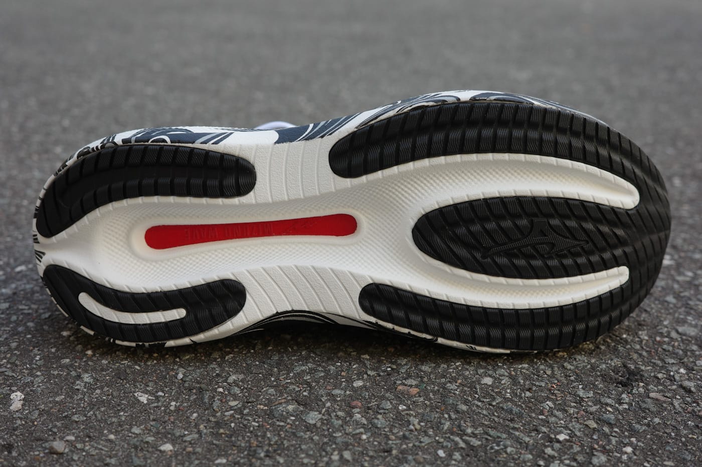 Mizuno Wave Rider 30 Außensohle drei Linien Vorfuß Fersen-Pads
